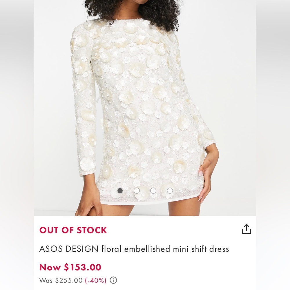 ASOS Cream Floral Embellished Dress
